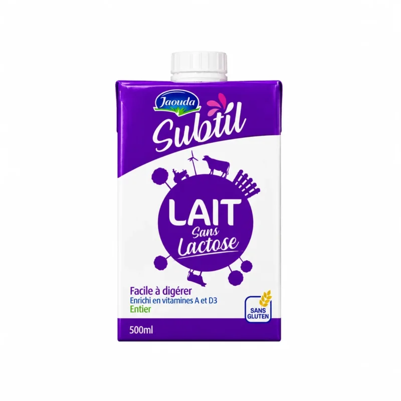 subtil 500ml Lait Jaouda Subtil sans lactose entier UHT 500ml sans gluten