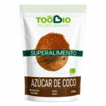 Sucre de coco bio TooBio 250g vegan 100% raw en sachet blanc et vert avec noix de coco.
