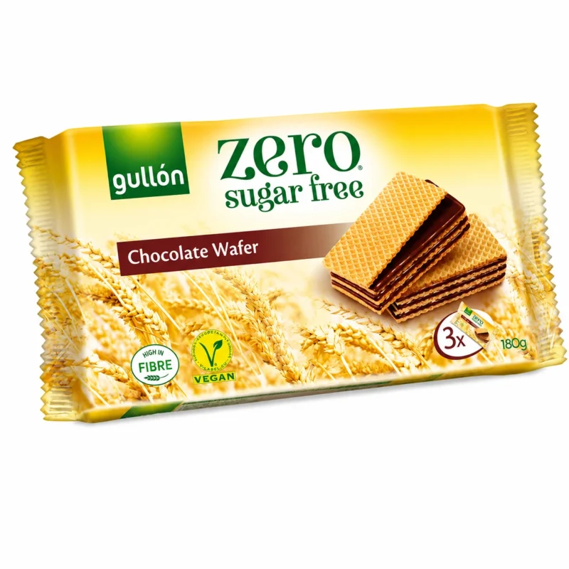 wafer Gullón Zero gaufrettes au chocolat sans sucres riches en fibres 180g