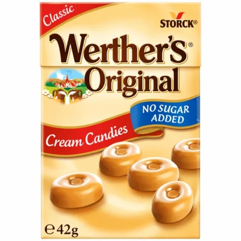 Boîte Werther’s Original Classic Cream Candies caramel sans sucres ajoutés 42g