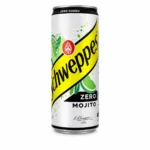 Canette Schweppes Zero Mojito 330ml boisson pétillante citron vert menthe zéro sucres