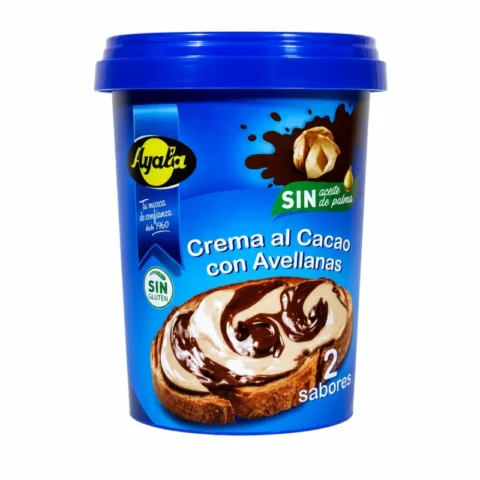 Ayala crème au cacao et aux noisettes Duo 500 g sans gluten sans huile de palme.
