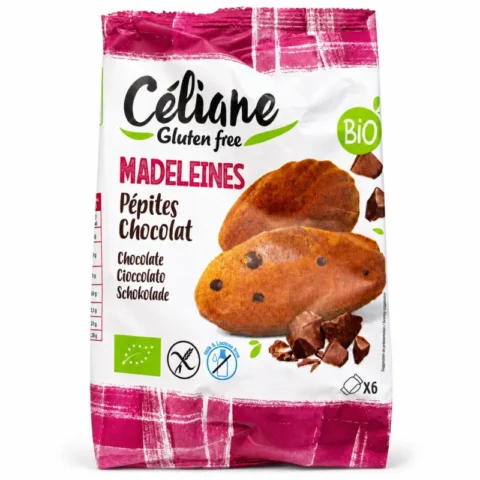 Sachet de 6 madeleines bio Céliane aux pépites de chocolat sans gluten et sans lactose