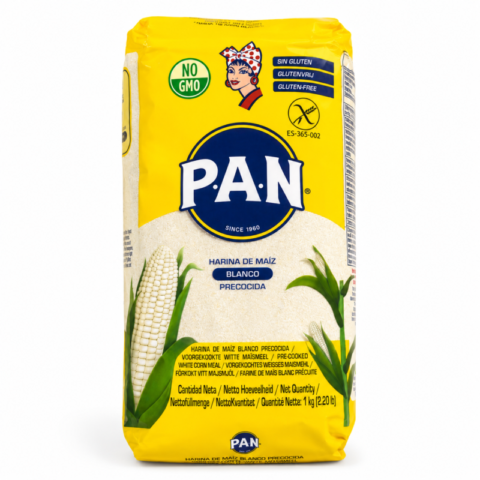 Paquet de farine de maïs blanc précuite P.A.N sans gluten 1 kg