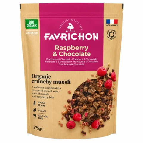 Sachet Favrichon Muesli Bio Framboise et Chocolat sans gluten 375 g