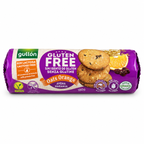 Paquet de biscuits Gullón avoine orange sans gluten et vegan 180 g