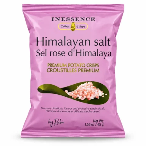 Sachet Inessence Golden Crisps Himalayan Salt chips au sel rose de l’Himalaya 45 g