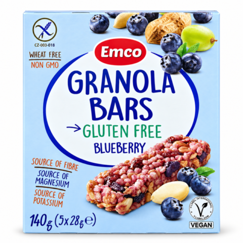 Boîte Emco Granola Bars myrtille sans gluten vegan 140 g