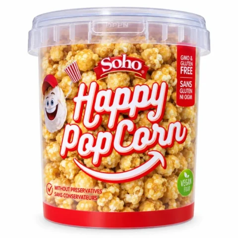 Boîte Soho Happy PopCorn caramélisé sans gluten vegan