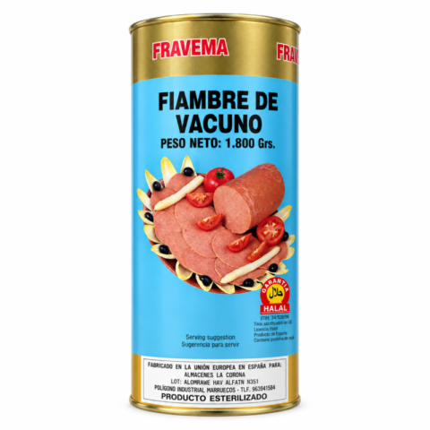 Boîte Fravema Fiambre de Vacuno charcuterie de bœuf halal 1,8 kg
