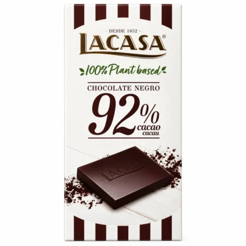 Tablette Lacasa chocolat noir 92 % cacao 100 % plant based