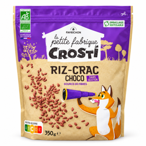Sachet Favrichon La Petite Fabrique Crosti Riz-Crac Choco bio sans gluten 350 g